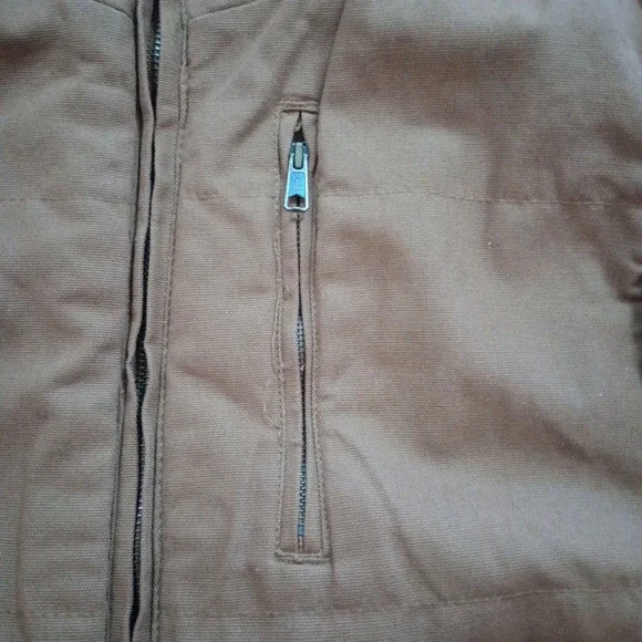 Lee Canvas Vest Mens Large Tobacco Brown Sherpa Lined Full Zip Workwear Rugged - Picture 12 of 15